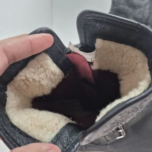 Ugg Australia Women's Strap Black Leather Waterproof Boot 1005269 Size 11 - Picture 9 of 11